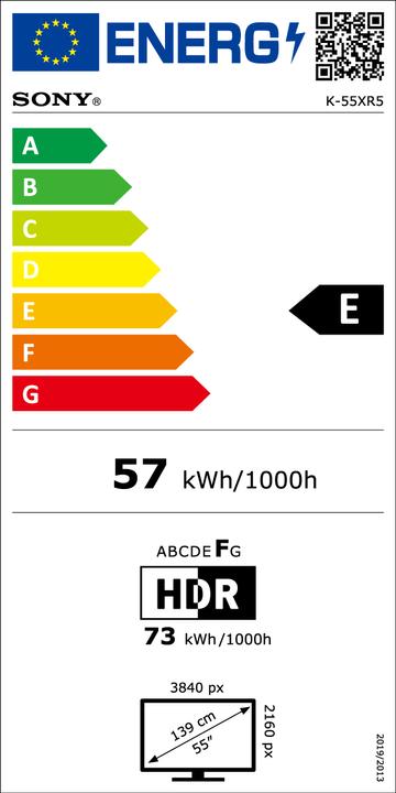 Energy Label Sony K-55XR5 (55", Mini-LED, 4K, 2025)