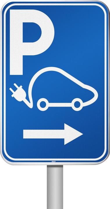 Produktbild Brady Parkschild für Elektrofahrzeuge - Parkplatz für das Aufladen Ihres Elektroautos reserviert - nach re