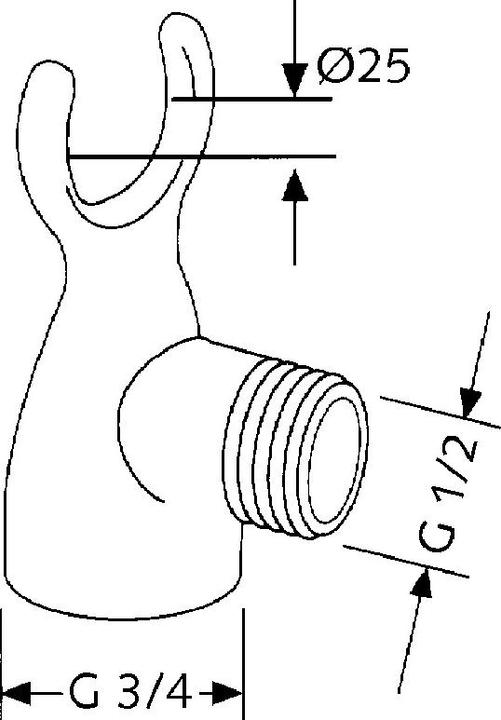 Kludi GmbH & Co.KG Armaturen-Aufsatz STANDARD 3/4 x1/2, mit Gabelhaken verchromt