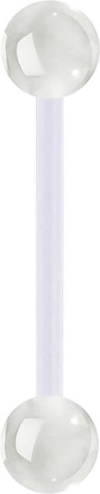 Star Piercing Banane transparent mit zwei Kugeln weiss "Glow" (Acryl, ohne Messing, Bioflex)