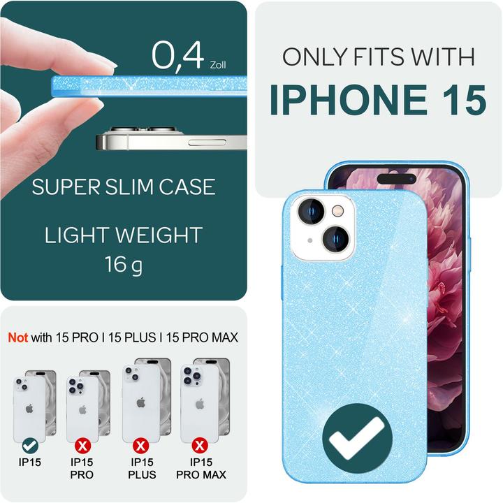 Immagine prodotto Nalia Copertina glitterata (Apple iPhone 15)
