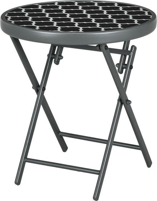 Immagine prodotto Swisshandel24 Tavolino pieghevole, tavolo pieghevole da esterno, tavolo da giardino con piano in vetro temperato (45 cm)