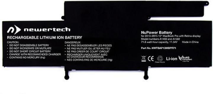 Immagine prodotto Newertech Batteria NuPower 71 Wh per MacBook Pro 13" Retina