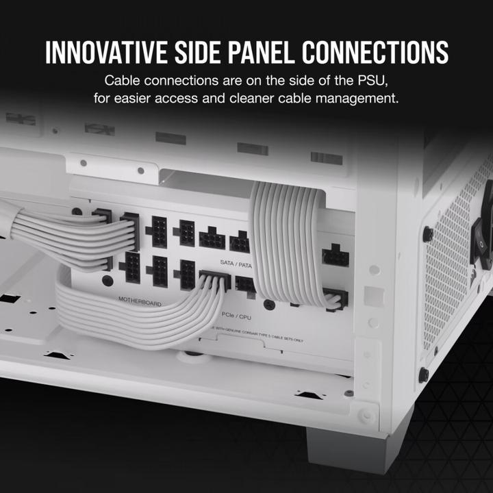 Actual product image Corsair RMx Shift White Series, RM1200x Shift White, 1200 Watt, 80 PLUS GOLD Certified, Fully Modular Power (1200 W)