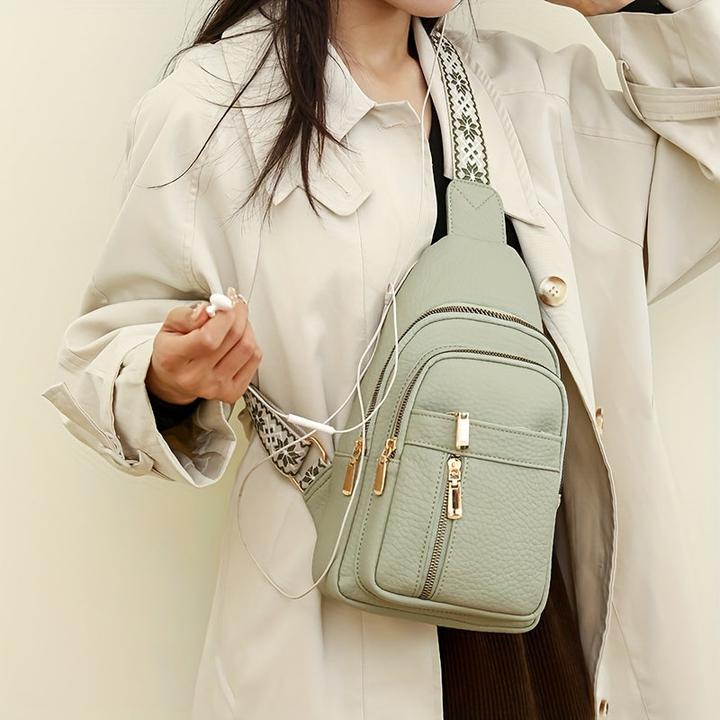 Produktbild Only-Bags.Store Vintage-Brusttasche mit mehreren Taschen und Reissverschluss, lässige Sport-Umhängetasche aus