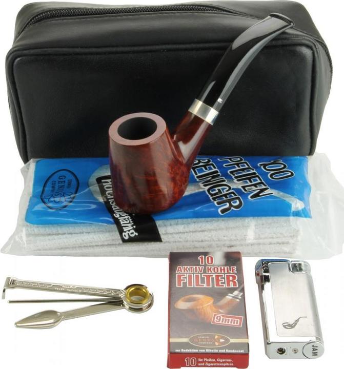 adorini Luxus Pfeifenset Grosetto, italienische Pfeife,dunkel braun Pfeifenfilter, Pfeifenreiniger.