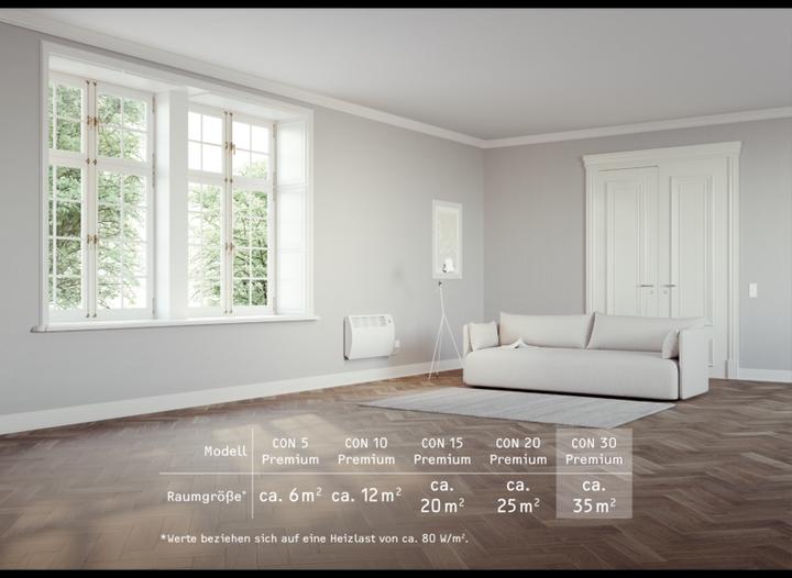 Immagine prodotto Stiebel Eltron CON 30 Premium, convettore a parete da 3,0 kW per circa 35 m², testato VDE (3000 W)