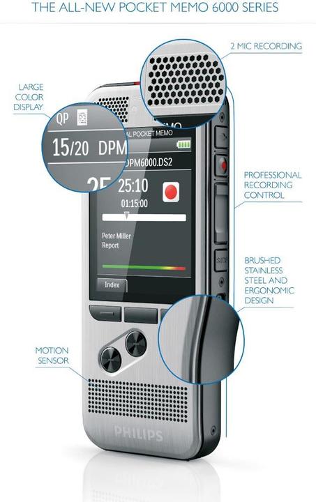Actual product image Philips DPM6700 Pocket Memo Dictation and Transcription Set (32 GB)