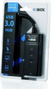 Produktbild iBox IUH3FB Schnittstellen-Hub 5000 Mbit/s Schwarz (USB-C, 4 Ports)