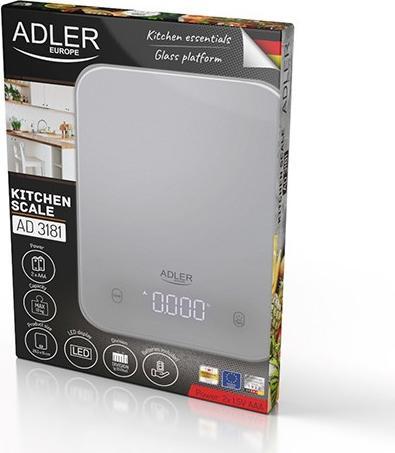 Actual product image Adler Kitchen Scale | AD 3181g | Graduation 1 g | Display type LED | Grey