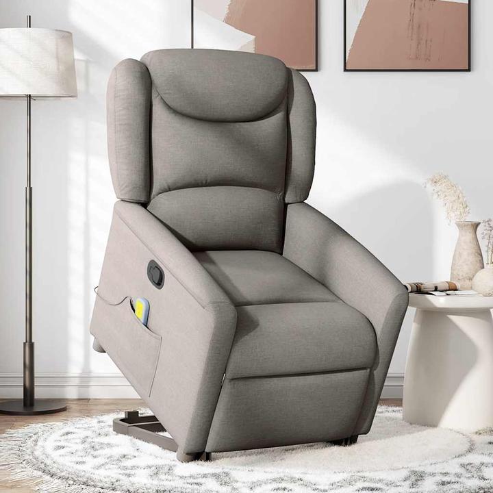 Actual product image VidaXL Massage chair with stand-up aid Taupe fabric