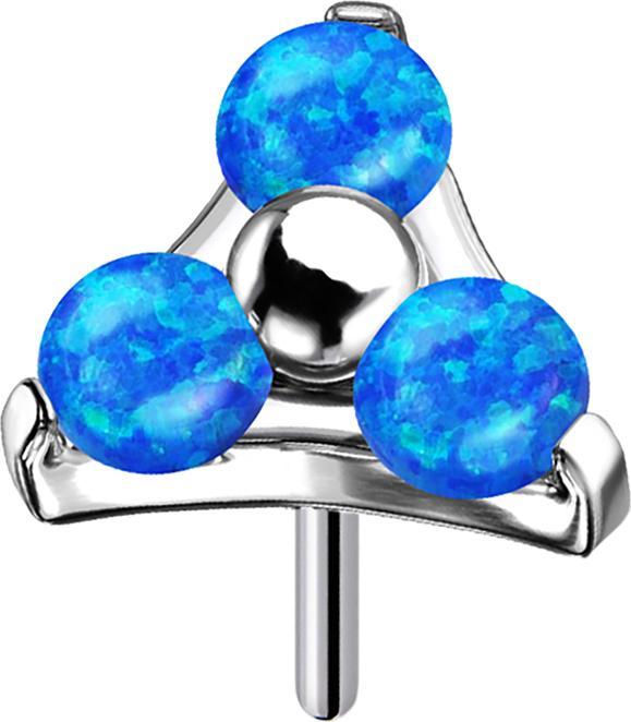 Star Piercing Threadless silber Dreieck drei Opale blau (ohne Messing, Titan G23)