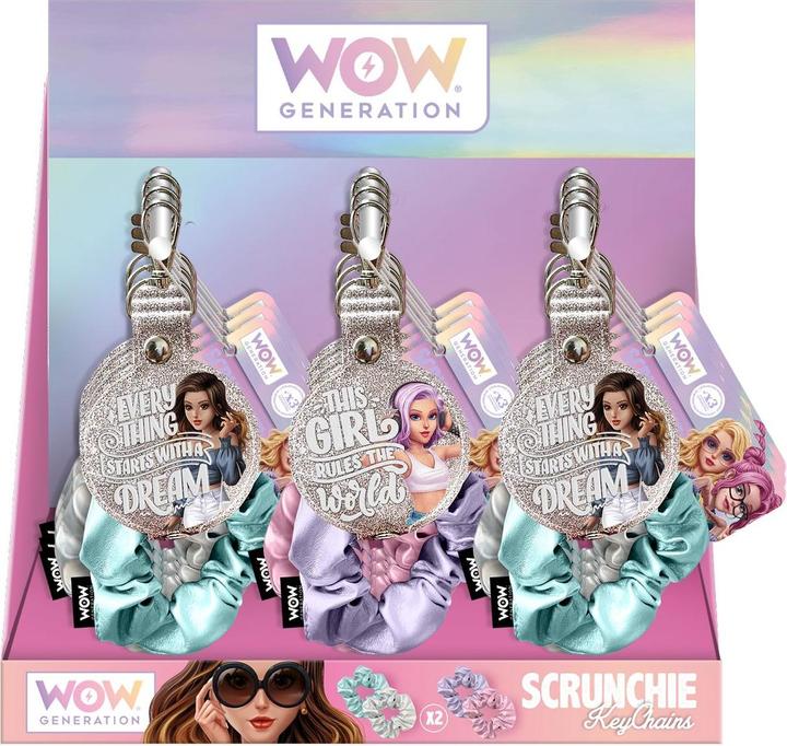 Actual product image Kids Euroswan WOW GENERATION key ring with 2 hair ties, assorted in 2 colours (Hair tie)