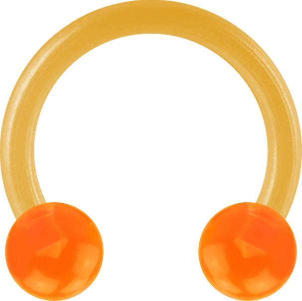 Star Piercing Micro Circular Barbell orange transparent mit zwei Kugeln (Acryl, ohne Messing)