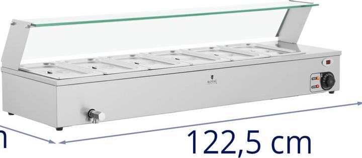 Produktbild Royal Catering Bain Marie Speisenwärmer Edelstahl 6 GN-Behälter 21 L 30 - 110 °C 2100 W