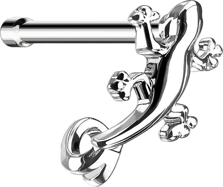 Produktbild Star Piercing Nasenstecker gerade silber Echse (Messing, Chirurgenstahl 316L)