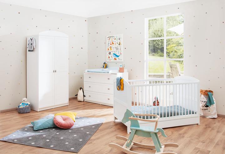 Pinolino Kinderzimmer 'Laura' breit (Babybett, Wickelkommode, Kinderkleiderschrank)