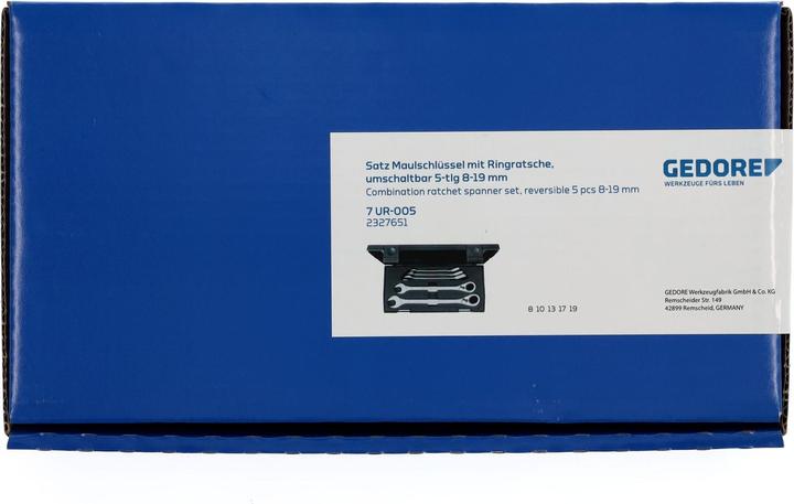Immagine prodotto Gedore Set di chiavi a cricchetto combinate (18 mm, 19 mm, 9 mm, 8 mm, 10 mm, 14 mm, 11 mm, 12 mm, 17 mm, 15 mm, 13 mm, 16 mm)