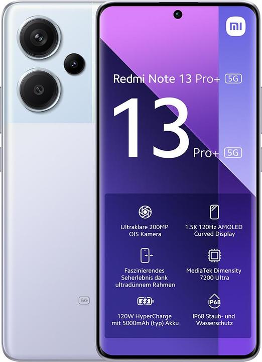 Xiaomi Redmi Note 13 Pro+ 5G (512 GB, Aurora Purple, 6.67", Dual SIM, 200 Mpx, 5G)