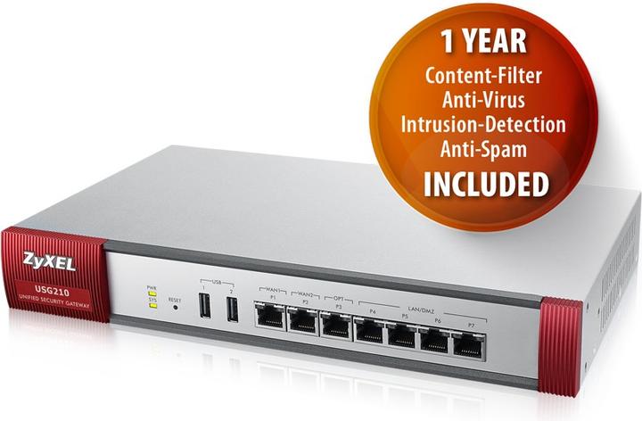 Actual product image Zyxel USG210 incl. 1 year service bundle