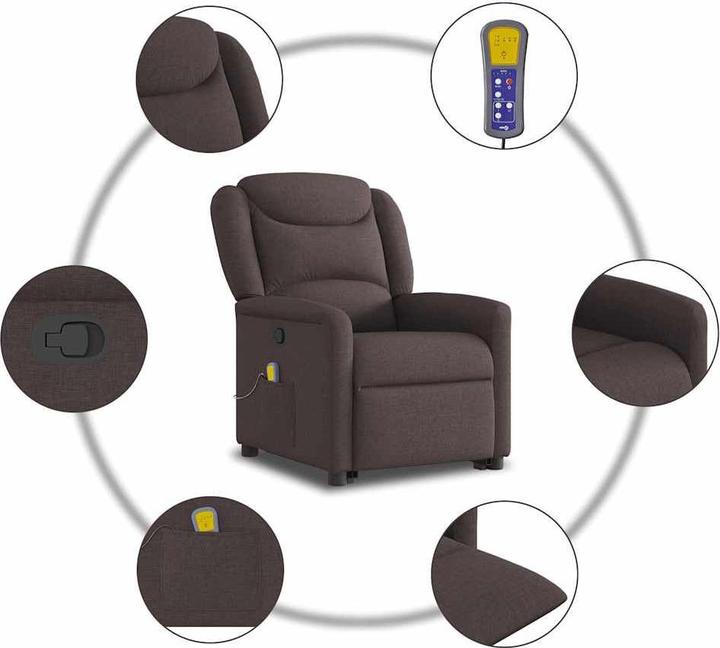 Image du produit VidaXL Fauteuil de massage avec fonction releveur Tissu marron foncé