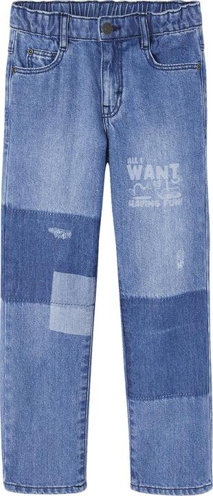 Actual product image Vertbaudet Boys' straight jeans with patches (92)