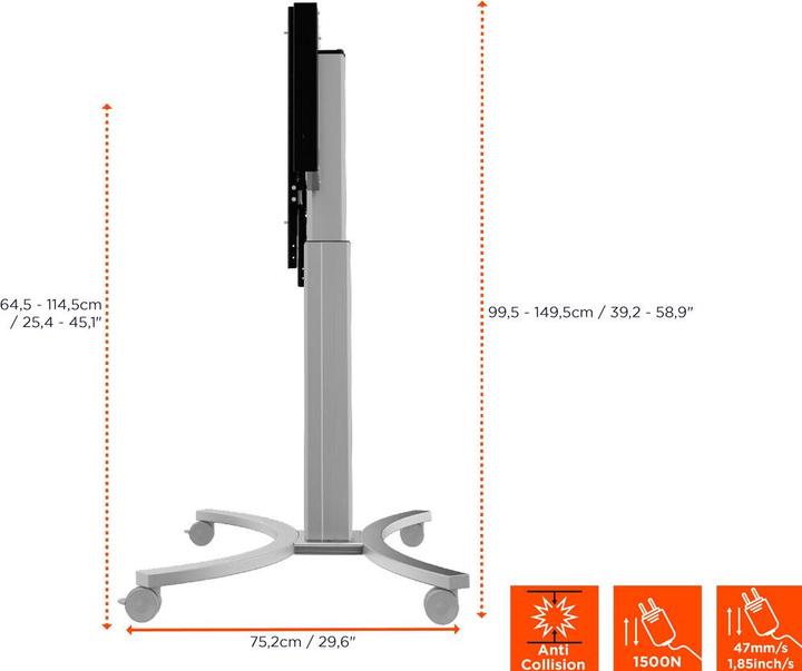 Actual product image Celexon Expert Electric Height Adjustable Display Trolley Adjust-4286MS - 50cm (86", 136 kg)