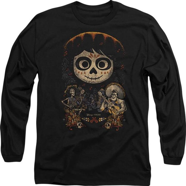 Actual product image La Maison du Coco Unisex Adult Ernesto Miguel Hector Painted Poster With Skull T-Shirt (XXL)