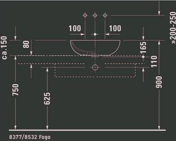 Immagine prodotto Duravit Lavabo da appoggio FOSTER w ÜL senza foro per rubinetto panca 495x350mm bianco WG (350 mm, 495 mm)