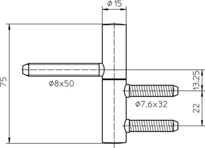 Produktbild Simonswerk Einbohrband BAKA B 1-15 2-teilig vernickelt 40 kg DIN links / rechts Holztüren