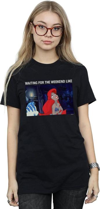 Actual product image Disney Womens/Ladies The Little Mermaid Waiting For The Weekend Cotton Boyfriend T-Shirt (L)