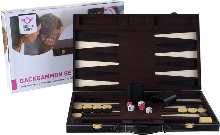 Actual product image Longfield Games Backgammon 18 Classic Board Game in Brown and Ivory (German)