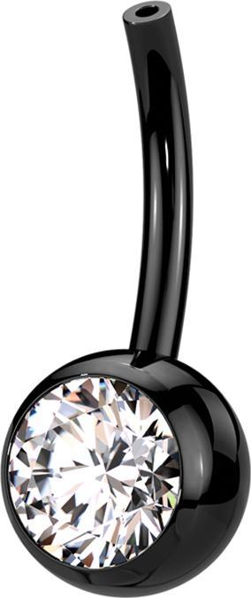 Actual product image Star Piercing Threadless banana stick black with ball crystal silver (without brass, Titanium G23)
