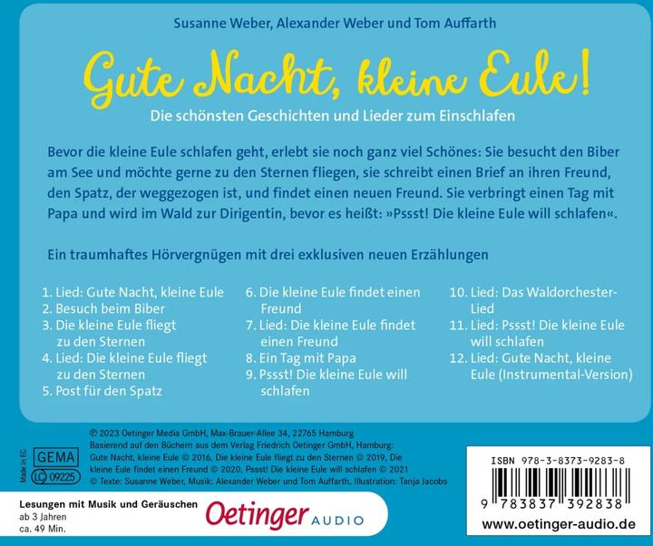 Produktbild Gute Nacht, kleine Eule! Die schönsten Geschichten und Lied (Alexander Weber, Ursula Illert, Frank Gustavus, Jasmin Ewers, Tanja Jacobs, Thomas Auffarth, Susanne Weber, Deutsch)
