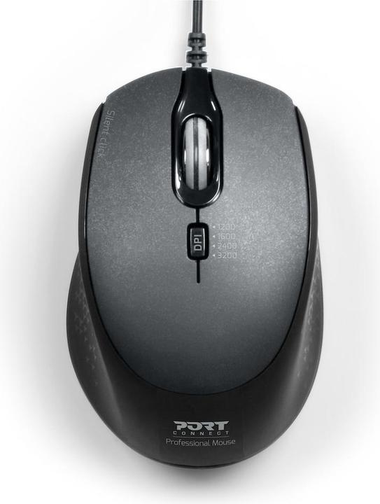 Produktbild Port Designs Mouse Office Pro Silent Wired - Black - Bulk (Kabelgebunden)