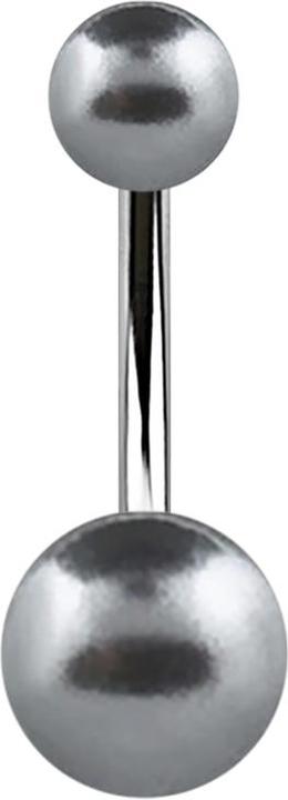 Star Piercing Banane silber mit zwei Perlenkugeln anthrazit (Chirurgenstahl 316L, ohne Messing)