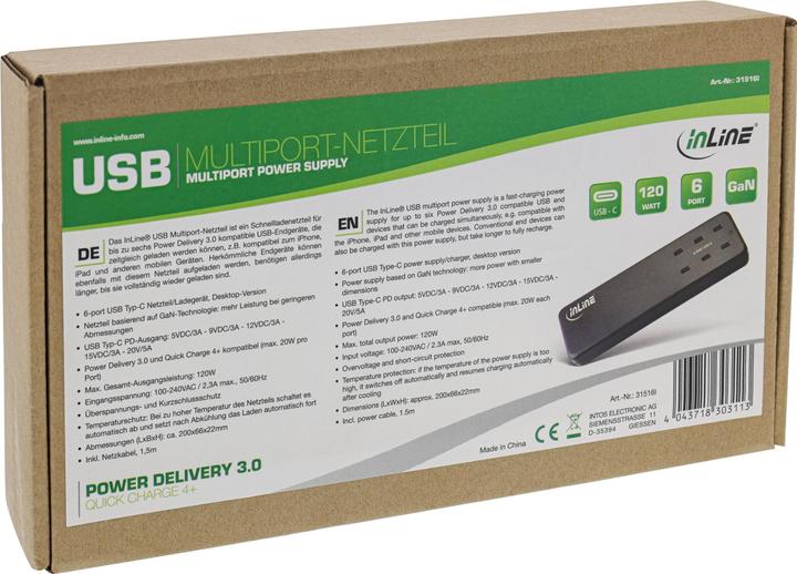 Image du produit InLine Bloc d'alimentation multiport (120 W)