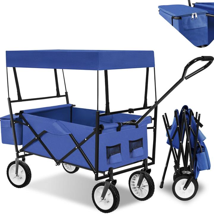tectake Foldable handcart with roof and carry bag