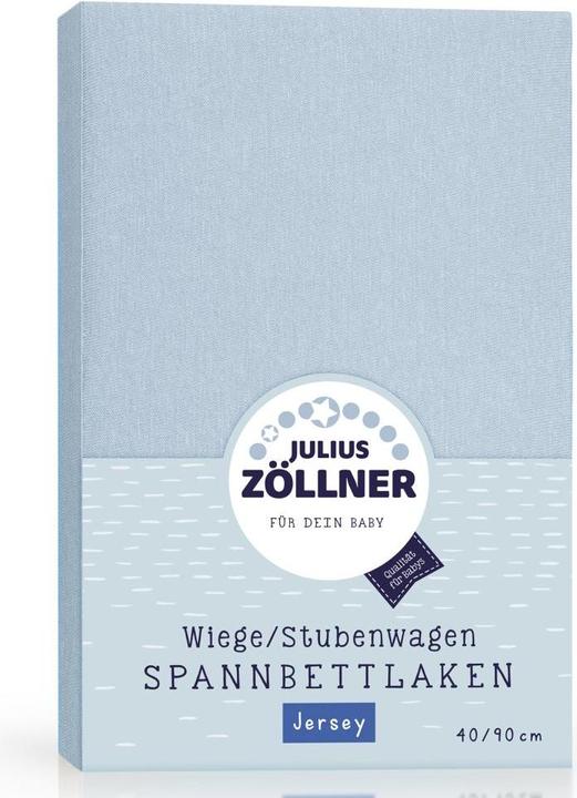 Julius Zöllner Jersey fitted sheet for cradles & bassinet mattresses 90x 40 cm, denim (40 x 90 cm)