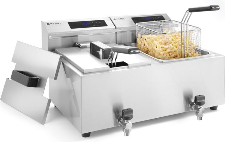 Actual product image Hendi Deep fryer Profi Line digital with drain tap 2 x 8 l