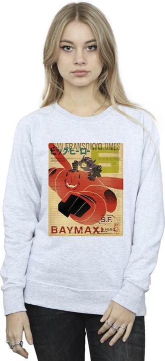 Immagine prodotto Disney Big Hero 6 Baymax Flying Baymax Newspaper Felpa Donna (L)