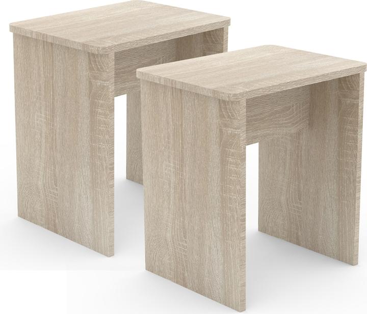 Actual product image VCM Set of 2 Wooden Stool Cube Footrest Side Table Esal