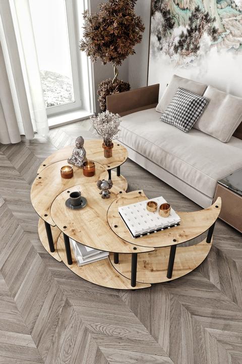 Actual product image Hanah Home Yin Yang Coffee Table 4 Set (70 x 38 x 70 cm)