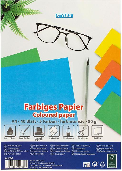 Actual product image Stylex Coloured paper (80 g/m², 40 x, A4)