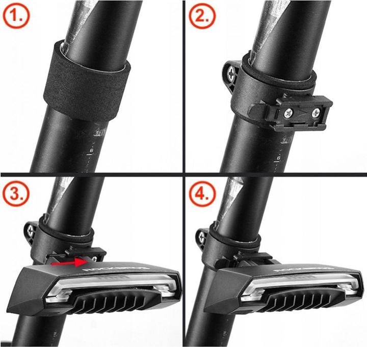 Actual product image Rockbros LKWD-R1 rear bicycle light with laser and remote control + micro USB cable - USB-A - black