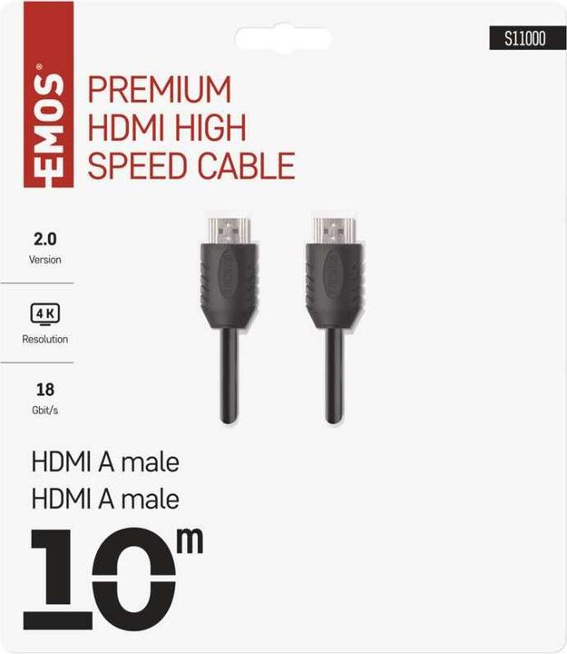 Immagine prodotto Emos Cavo HDMI ad alta velocità 2.0 A maschio - A maschio 10m (10 m, HDMI)