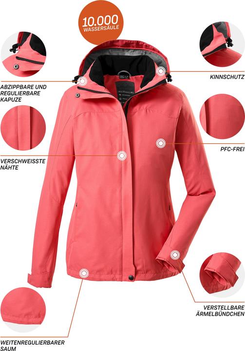 Image du produit Killtec Veste fonctionnelle pour femmes Inkele - Veste pour femmes avec capuche amovible - Veste légère de (38)