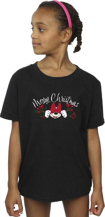 Actual product image Disney Girls Minnie Mouse Christmas Holly Cotton T-Shirt (128)