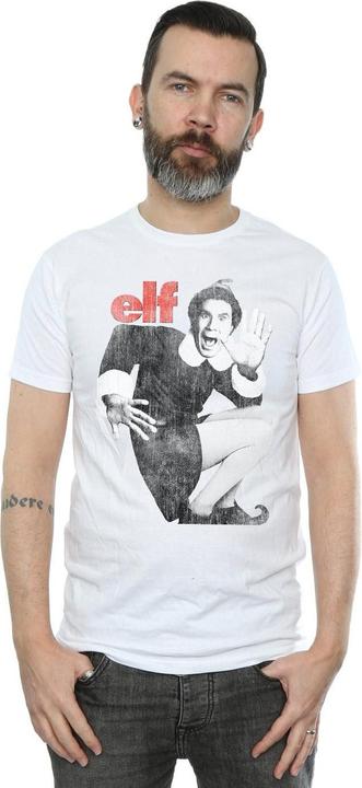 Actual product image Elf Mens Mono Distressed Poster T-Shirt (M)
