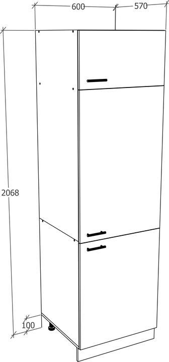Actual product image VCM Kitchen Cabinet Width 60 cm Tall Cabinet Kitchen Kitchen Furniture Esilo (60 x 57 x 207 cm)